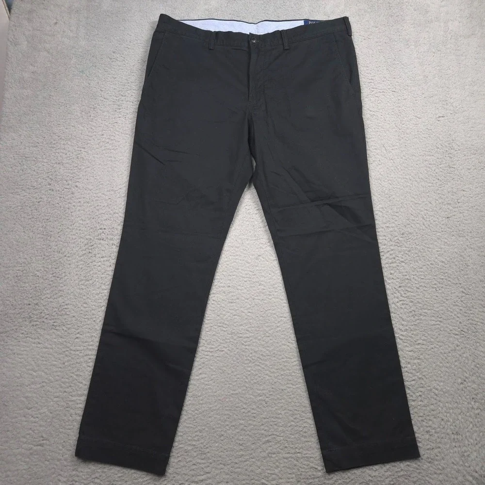 Polo Ralph Lauren The Polo Chino Pants Men 38x32 Stretch Slim Fit Black